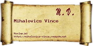 Mihalovics Vince névjegykártya